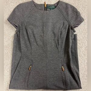 Ralph Lauren Dress Gray Short Sleeve Sheath Zipper Business Work